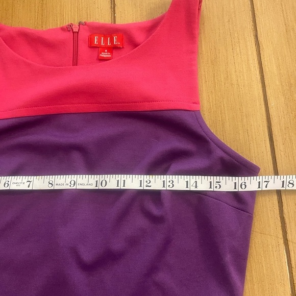 Elle Womens Purple Red Pink Color Block Sleeveless Midi Dress size 8 - Picture 5 of 12